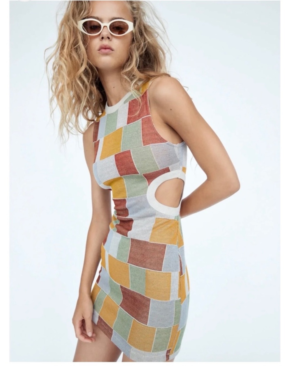 Zara Multicolor Patchwork Knit Mini Dress